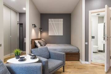 Фото номера Апартаменты с 2 спальнями Апартаменты Studio apartment with bathroom &amp; kitchen No45 г. Валмиера 52